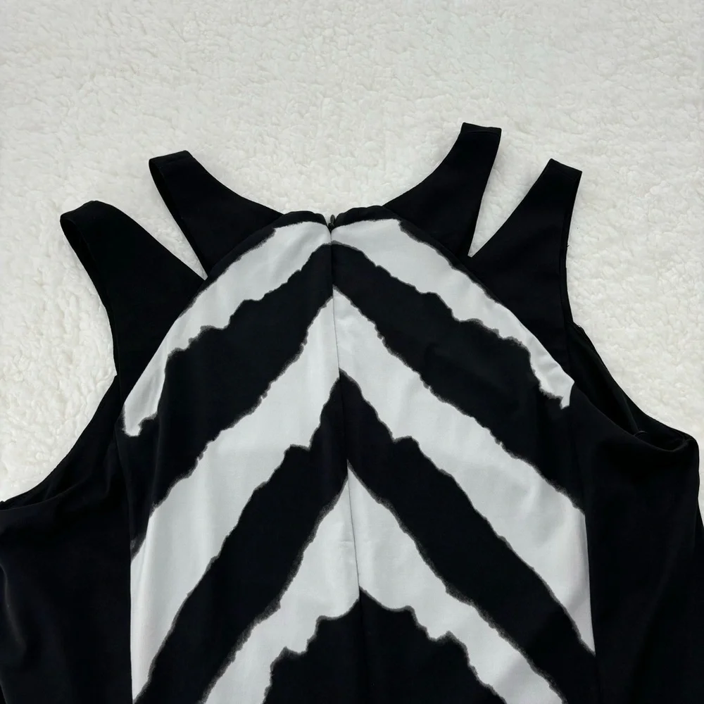 Addition Elle 1X Black Sleeveless Midi Dress with White Geometric Design - Picture 13 of 16